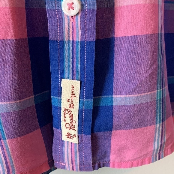 Penguin Original Classic Fit Pink Plaid Short Sleeve Shirt Size Medium - Picture 8 of 16